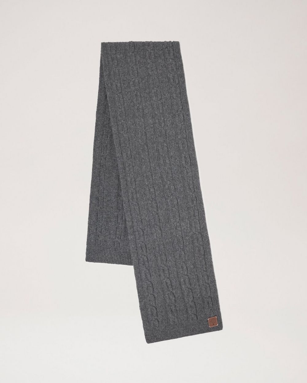 Mulberry | Cable Knit Scarf - Charcoal Lambswool
