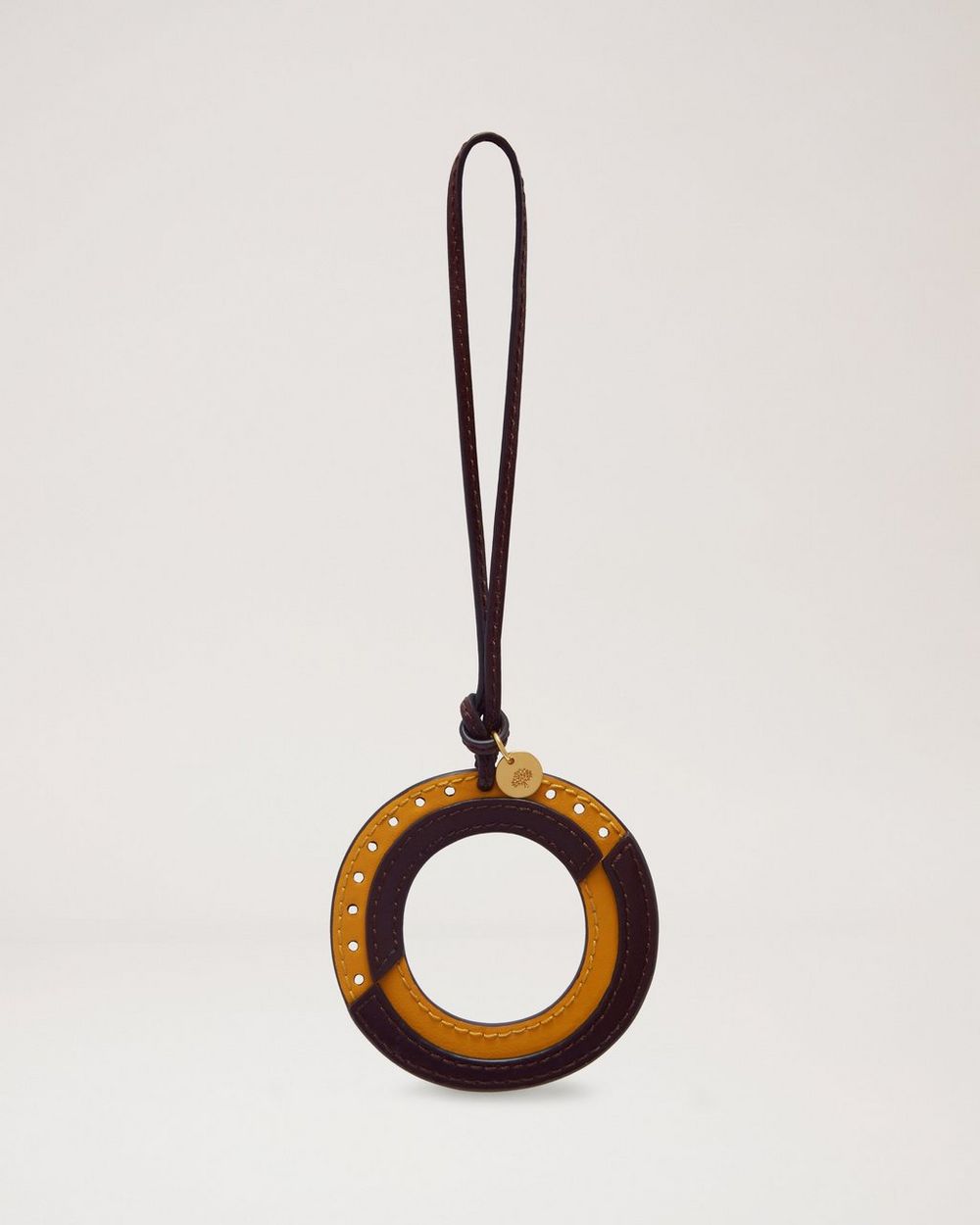 Mulberry | Bi-Colour Leather Keyring - O - Deep Amber Silky Calf