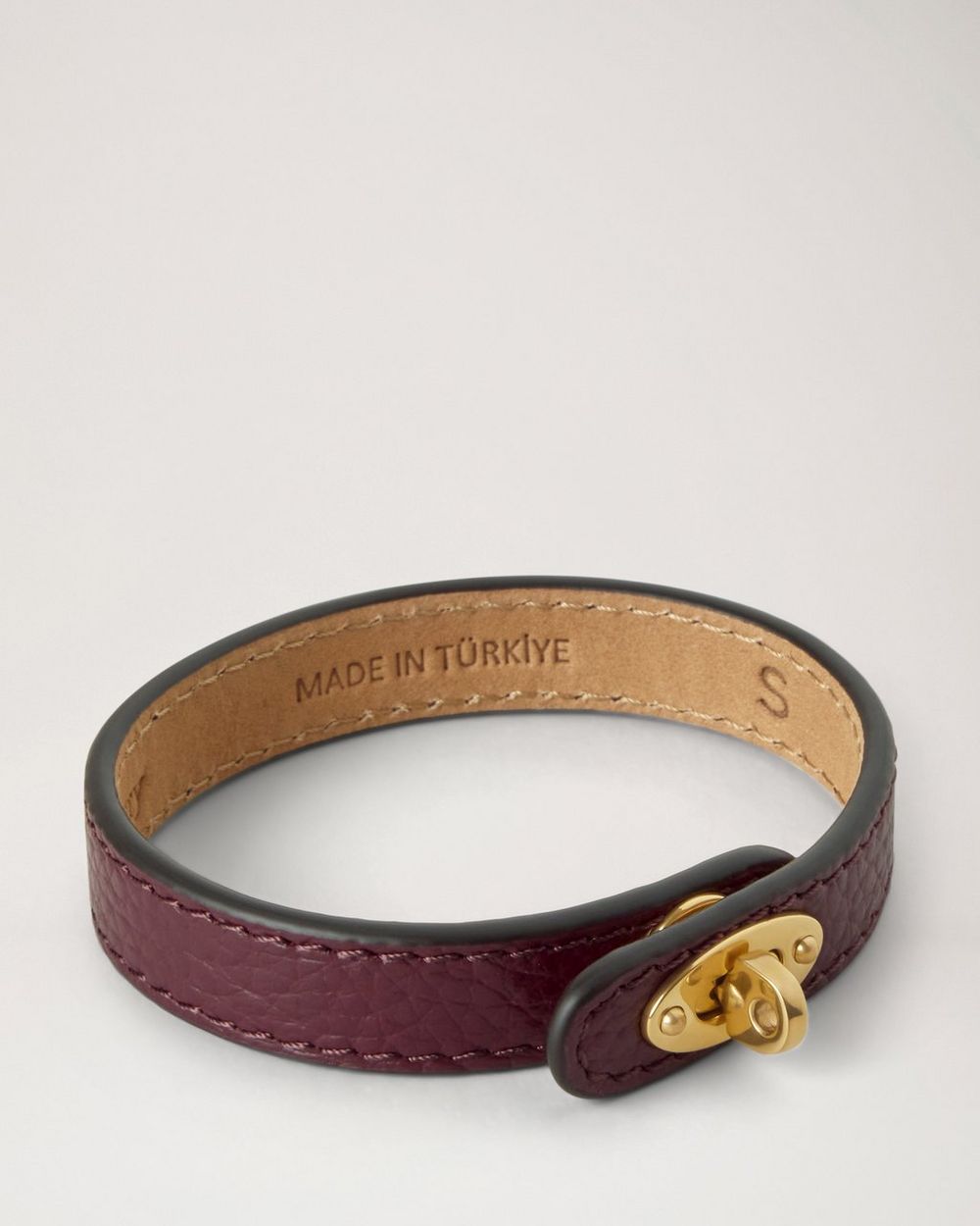 Mulberry | Bayswater Thin Bracelet - Black Cherry Small Classic Grain & Brass