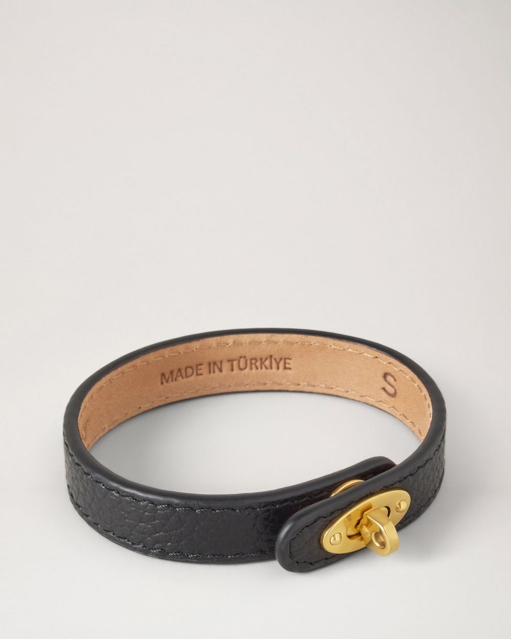 Mulberry | Bayswater Thin Bracelet - Black Small Classic Grain & Brass