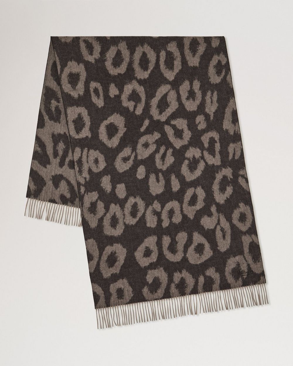 Mulberry | Leopard Merino Wool Scarf - Ebony & Maple Merino Wool