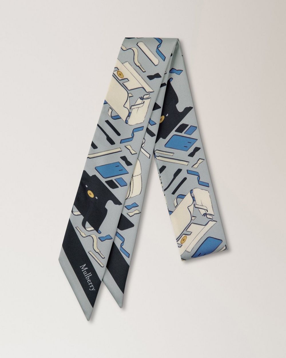 Mulberry | Skinny Scarf - Bayswater Workshop - Light Grey Recycled Polyester