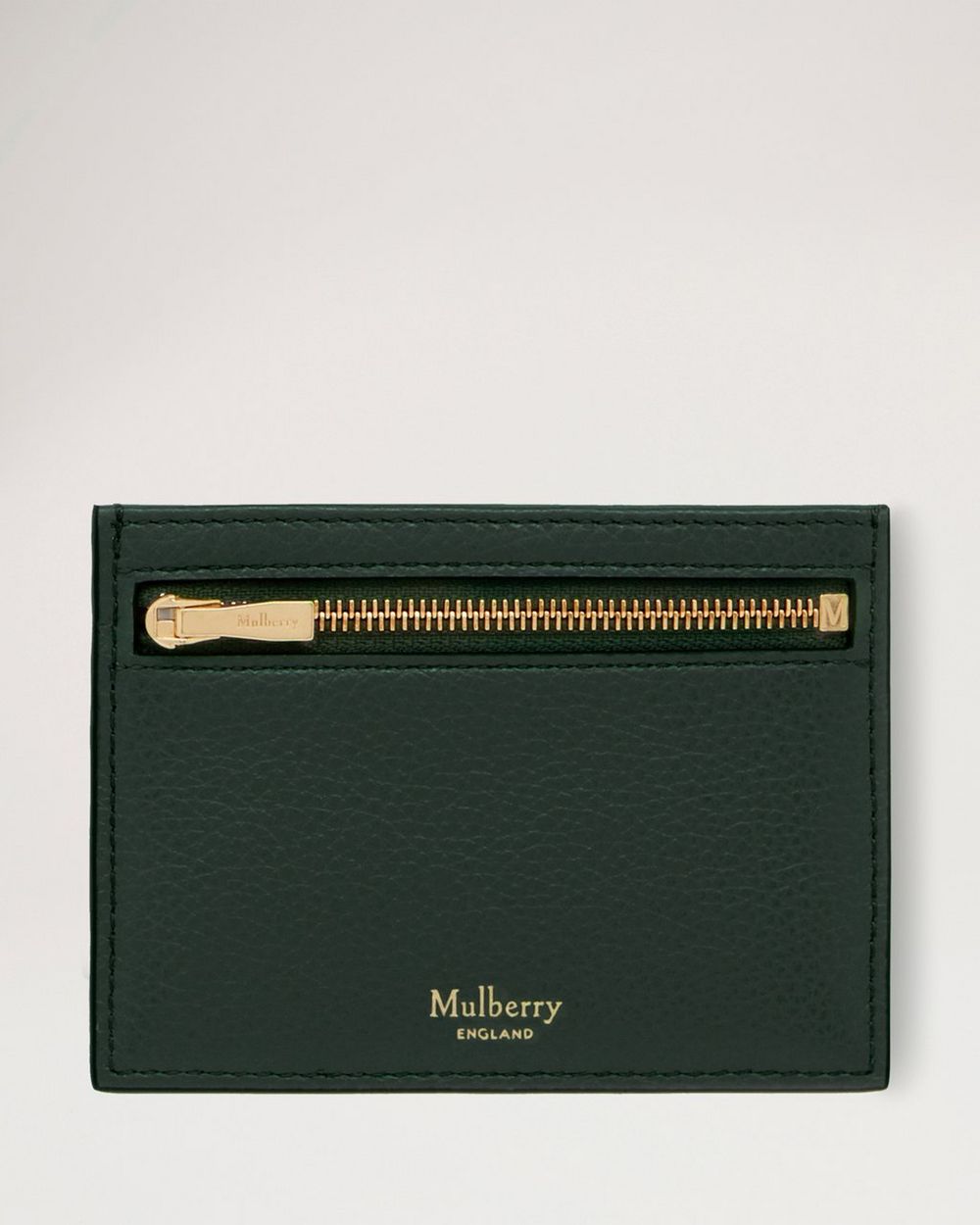 Mulberry | Zipped Credit Card Slip - Mulberry Green Small Classic Grain