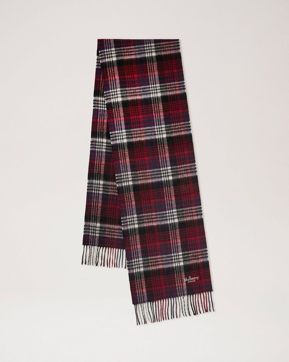 Mulberry | Mulberry Heritage Check Scarf - Navy & Lancaster Red Merino Wool